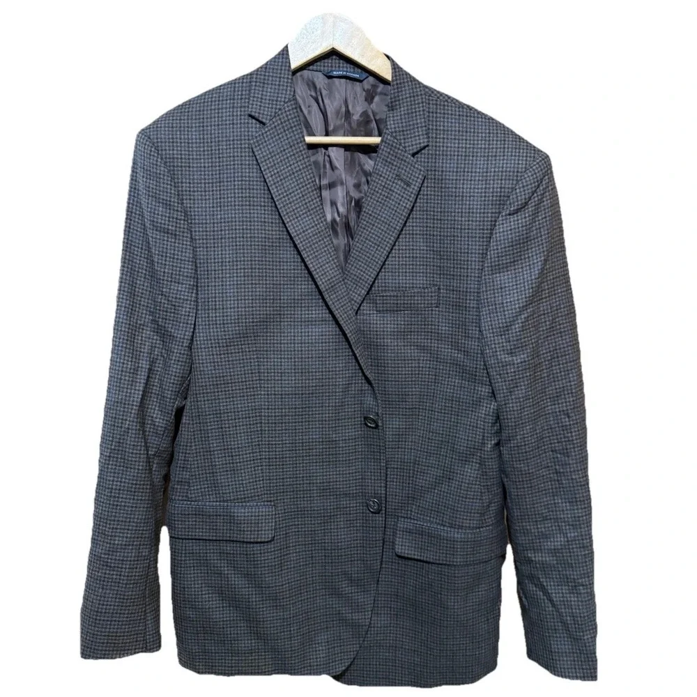 Ralph Ralph Lauren Men's Sport Coat Jacket 48R Brown Blue Check Wool EUC‎